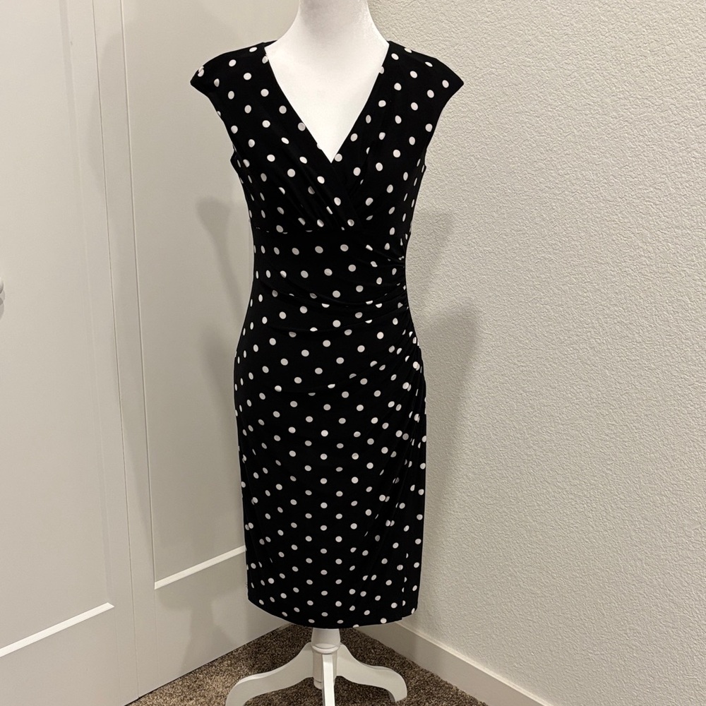 Ralph Lauren Black and White V-Neck Sheath Dress